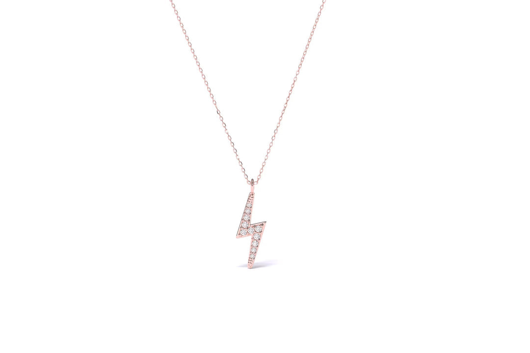 0.50 Carat Diamond Lightning Bolt Thunder Pendant Necklace | 14KT Gold