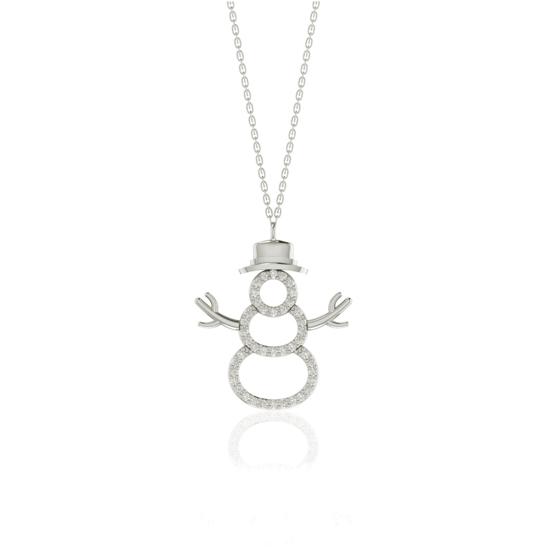 0.25 Carat Natural Diamond Snowman Pendant Necklace for Her | 14KT Gold