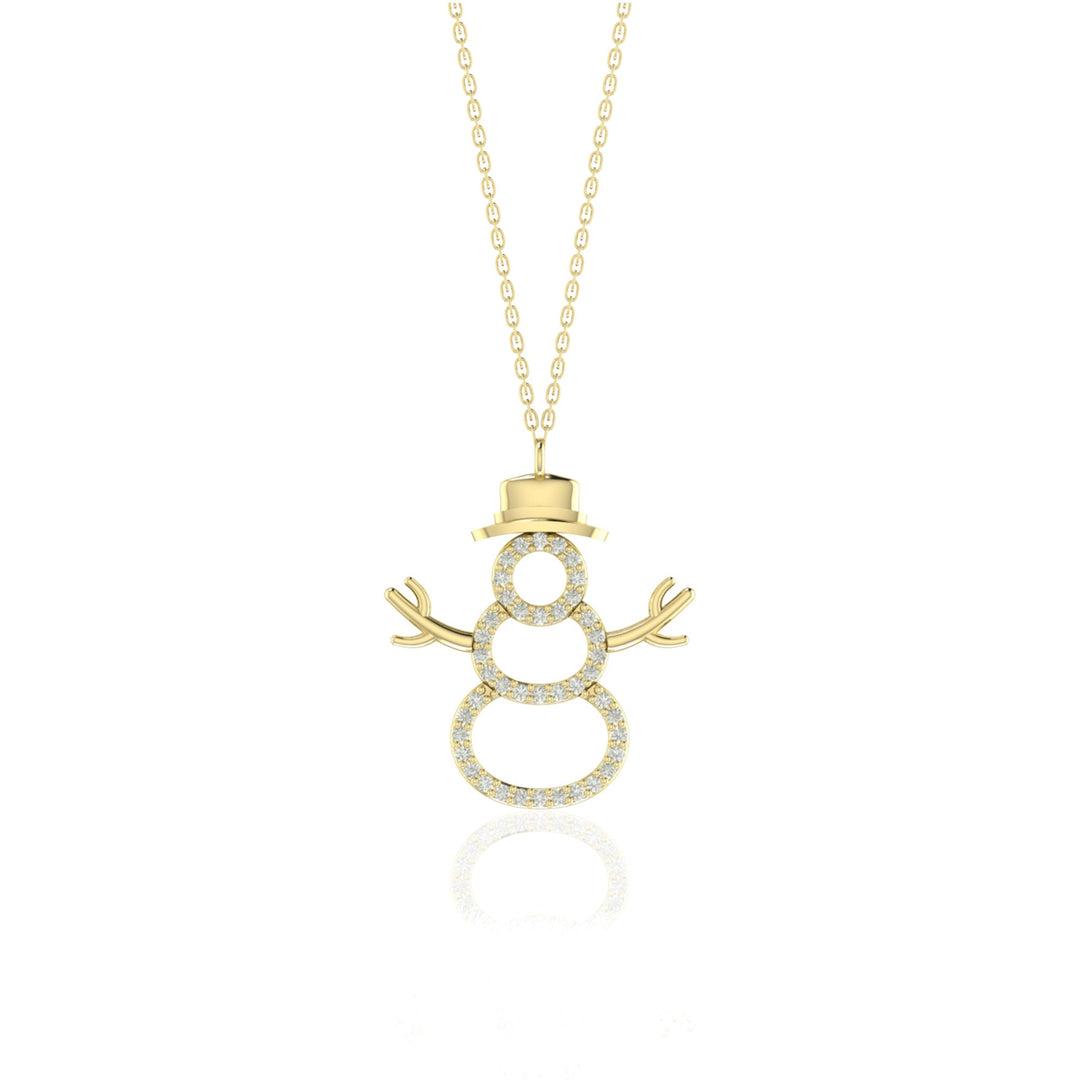 0.25 Carat Natural Diamond Snowman Pendant Necklace for Her | 14KT Gold