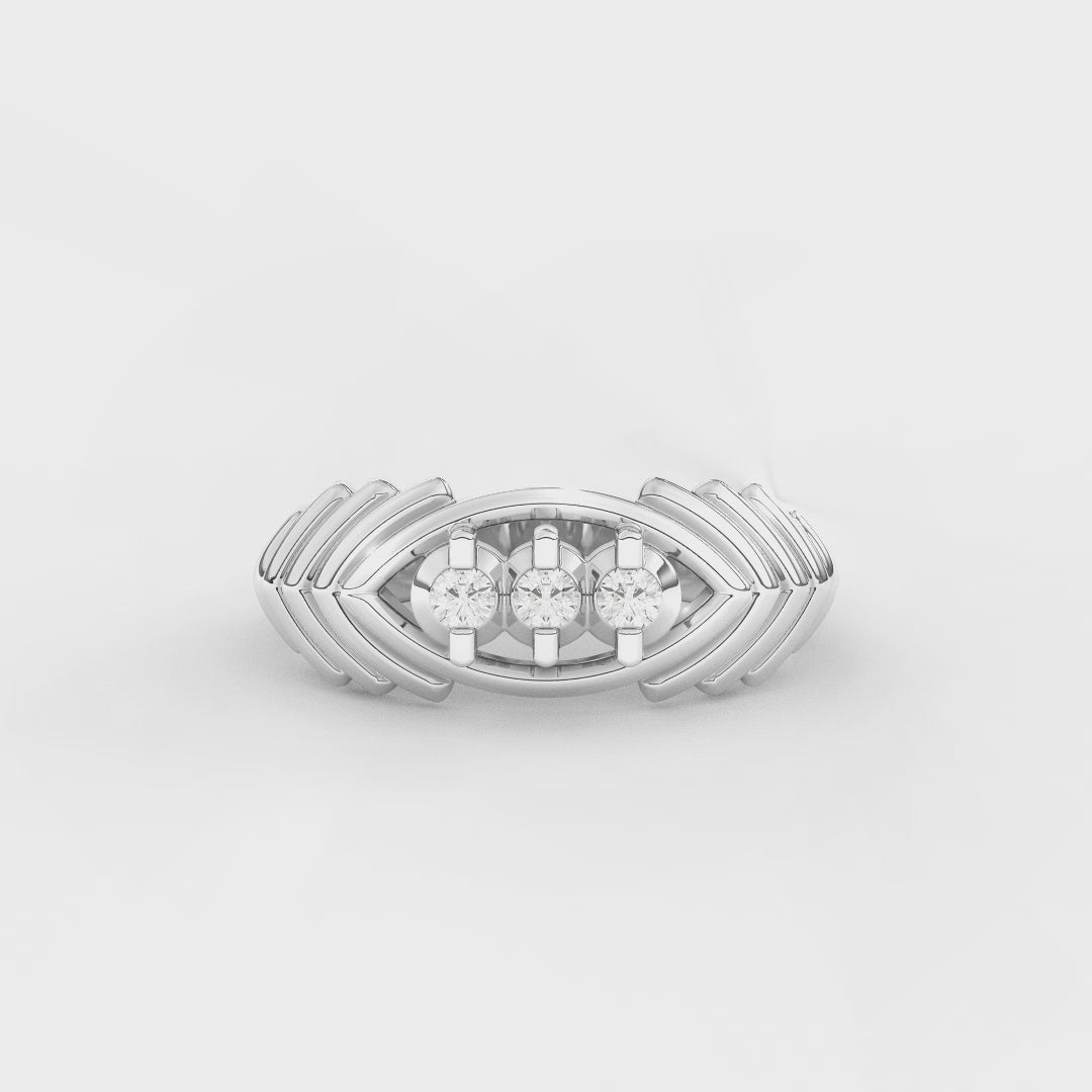 0.12 Carat Designer Three Stone Diamond Ring for Women | 14KT Gold