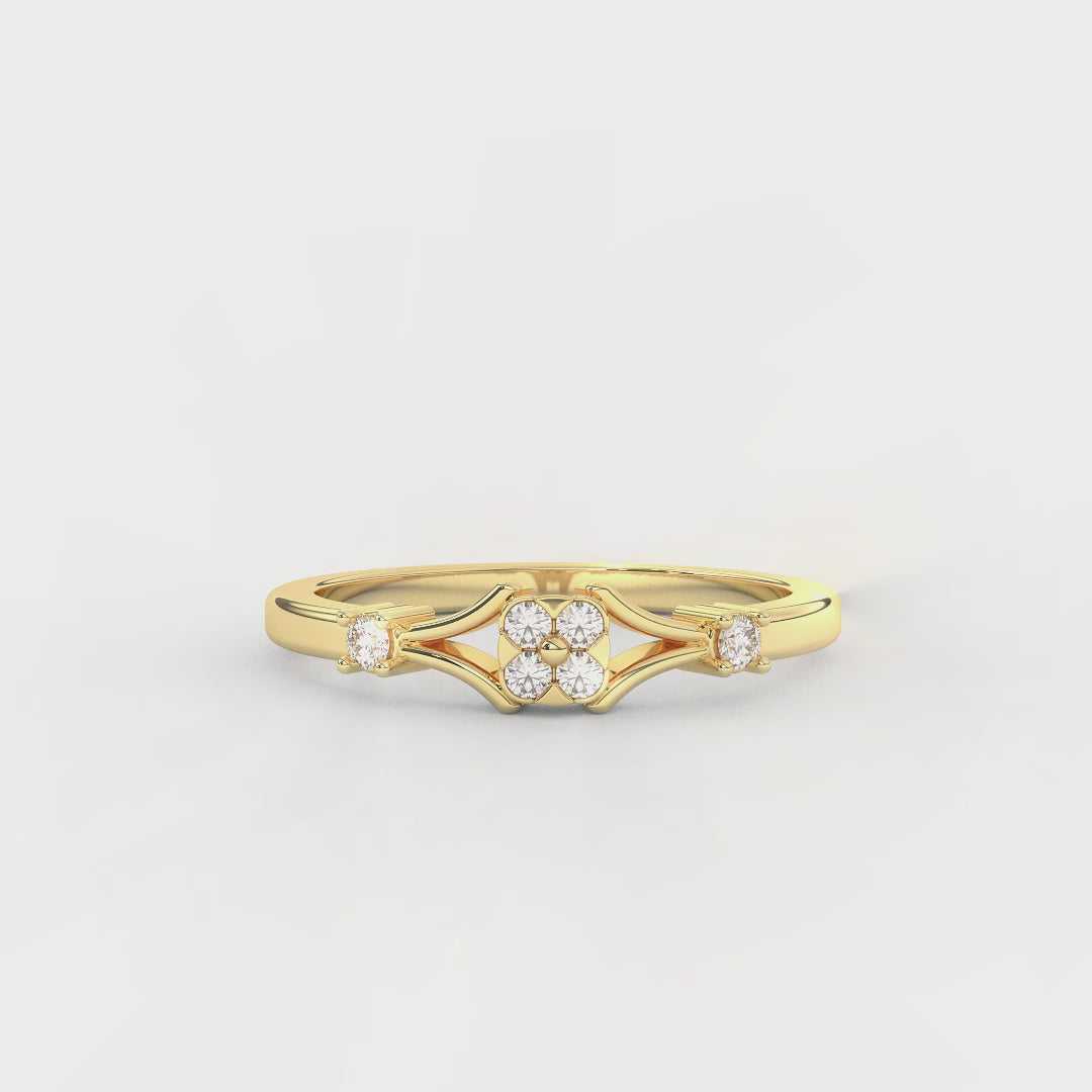 0.11 Carat Diamond Cluster Engagement Ring for Women | 14KT Gold