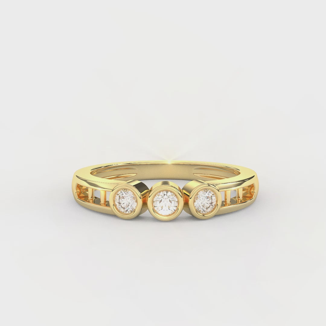 0.20 Carat Natural Diamond Three Stone Ring | Crafted in 14KT Gold