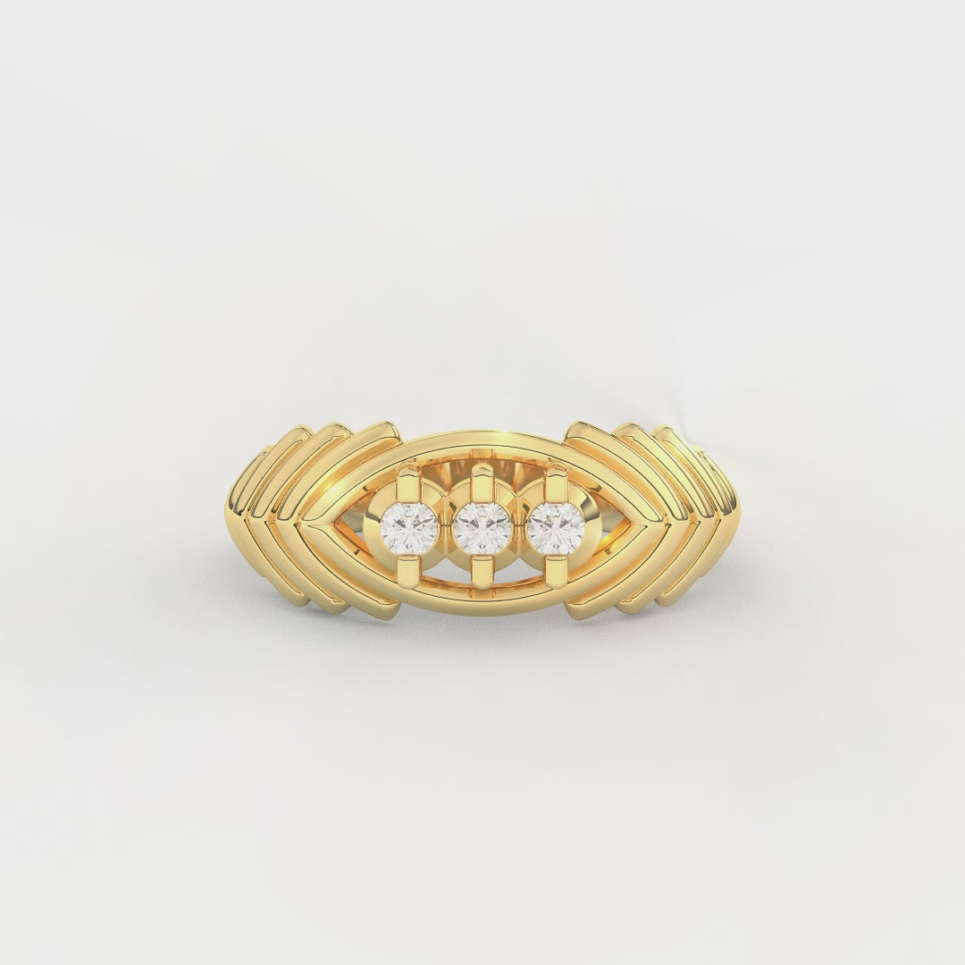 0.12 Carat Designer Three Stone Diamond Ring for Women | 14KT Gold