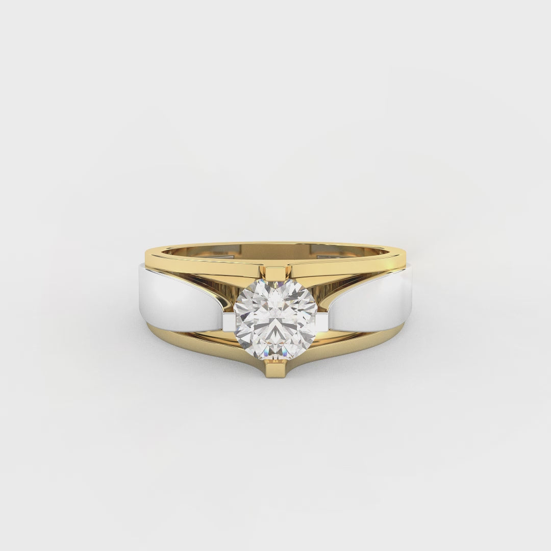 0.83 Carat Diamond Dual Tone Solitaire Engagement Ring | 14KT Gold