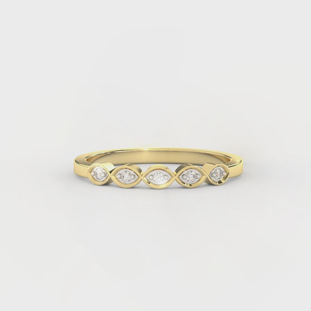 0.05 Carat Diamond Half Eternity Ring for Women | 14KT Gold