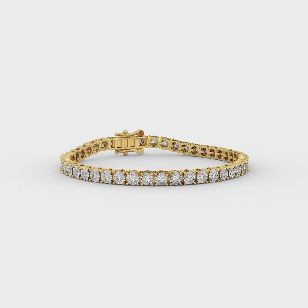 0.93 Ct Shared Prong Diamond Tennis Bracelet In 14KT Gold