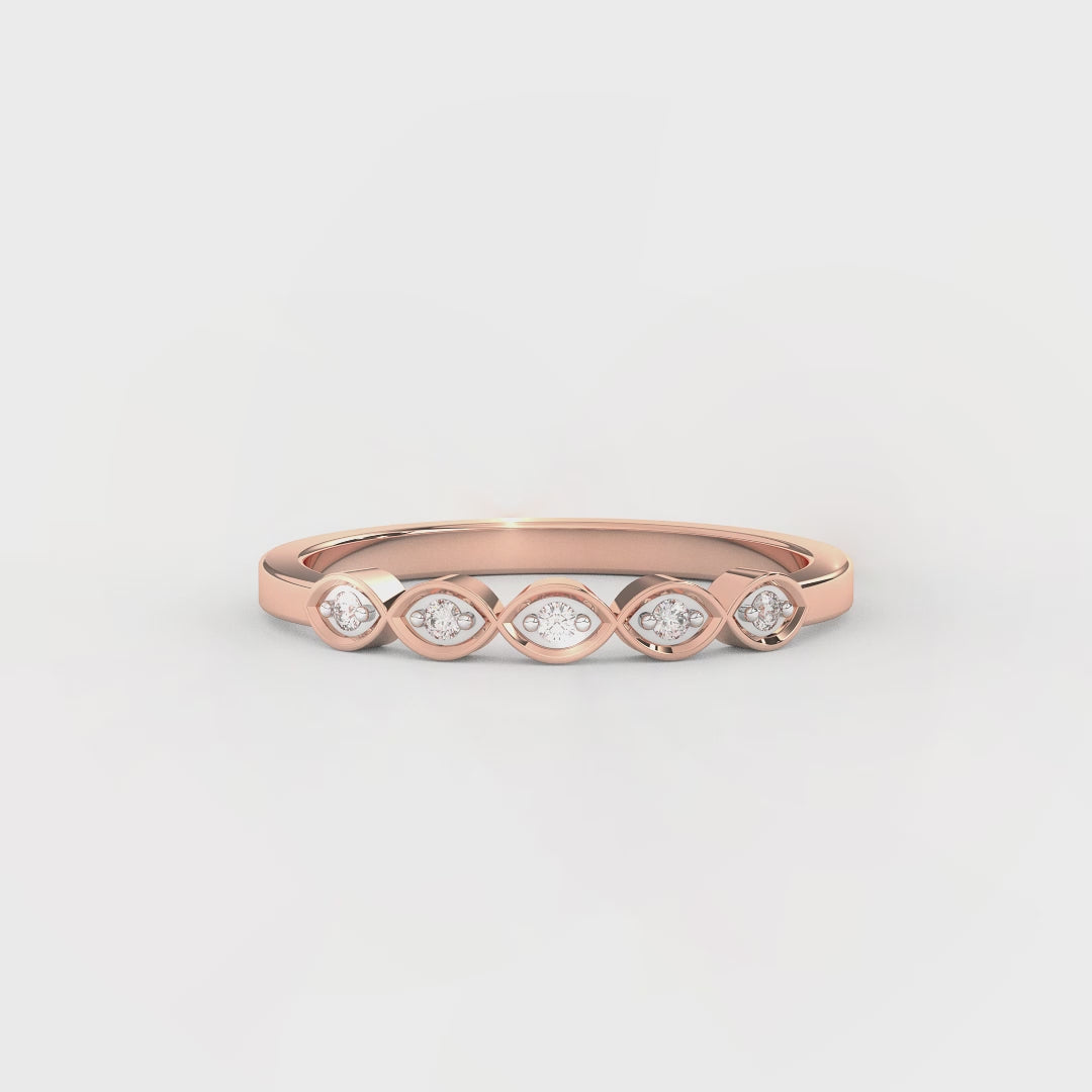 0.05 Carat Diamond Half Eternity Ring for Women | 14KT Gold