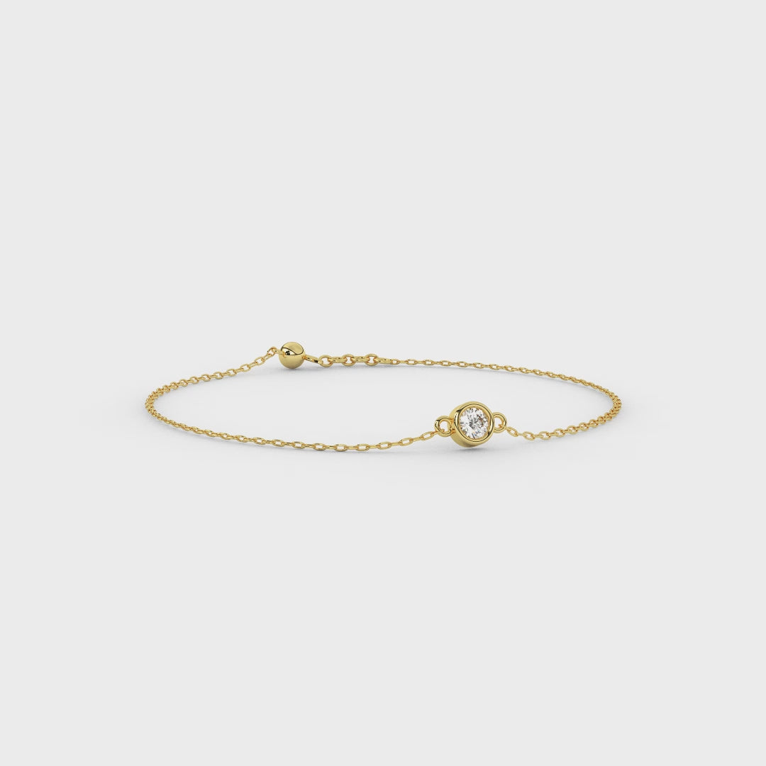 0.14 Ct Solitaire Diamond Chain Bracelet for Women | 14KT Gold