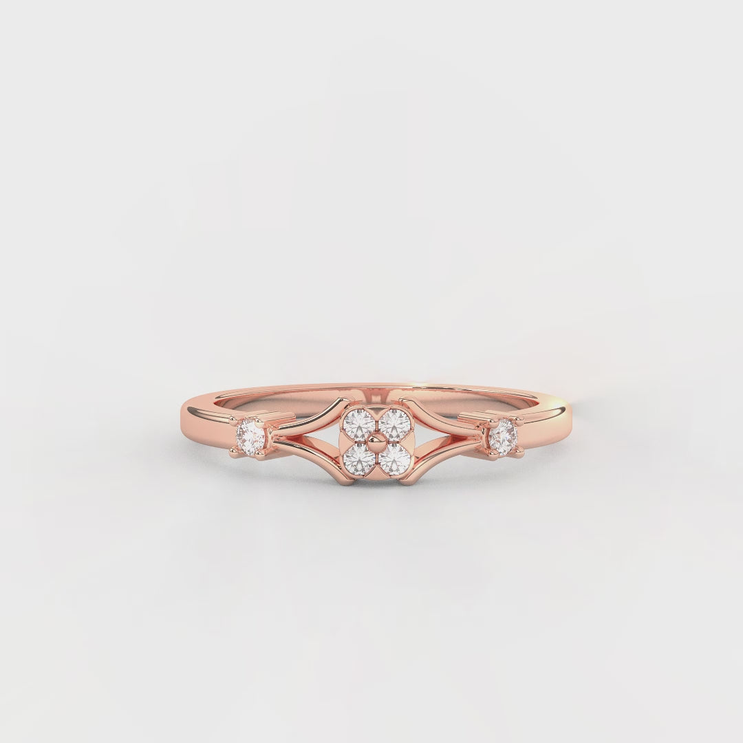 0.11 Carat Diamond Cluster Engagement Ring for Women | 14KT Gold