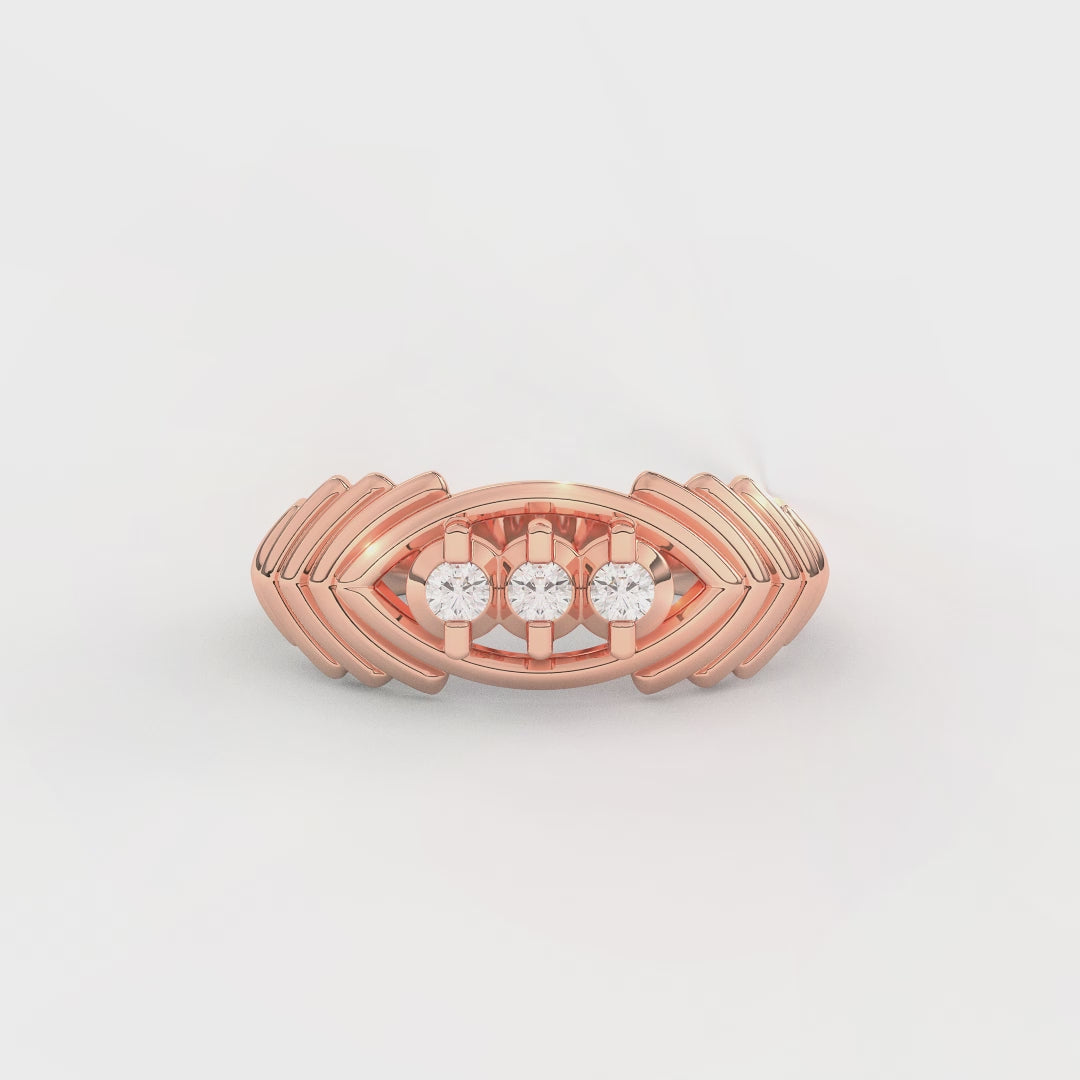 0.12 Carat Designer Three Stone Diamond Ring for Women | 14KT Gold