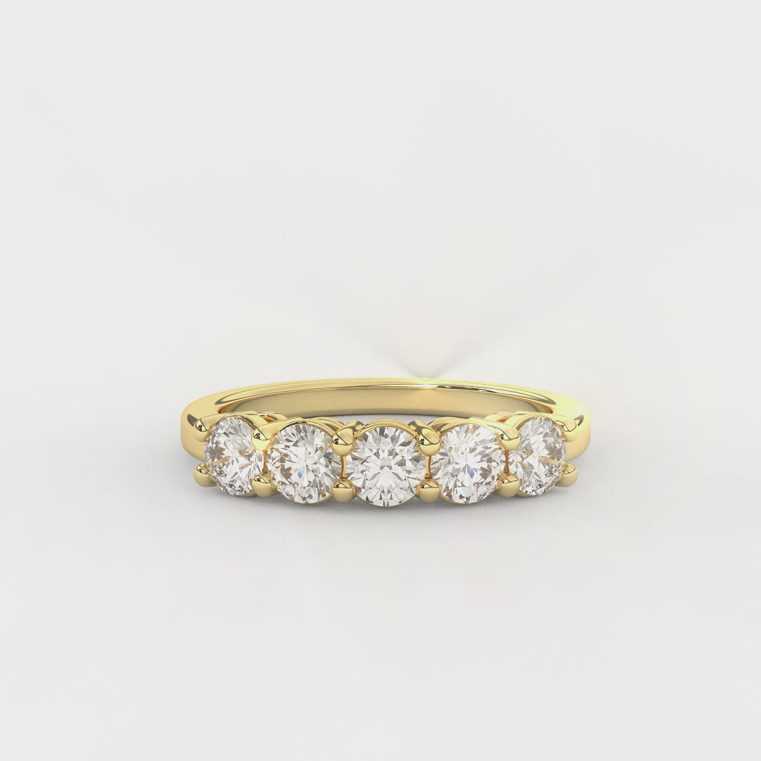 0.98 Carat Five Stone Diamond Ring for Her | 14KT Gold