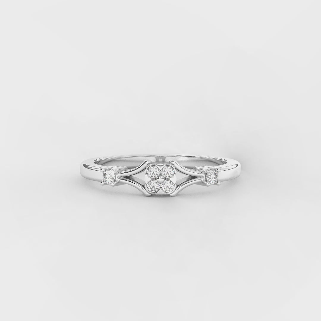 0.11 Carat Diamond Cluster Engagement Ring for Women | 14KT Gold