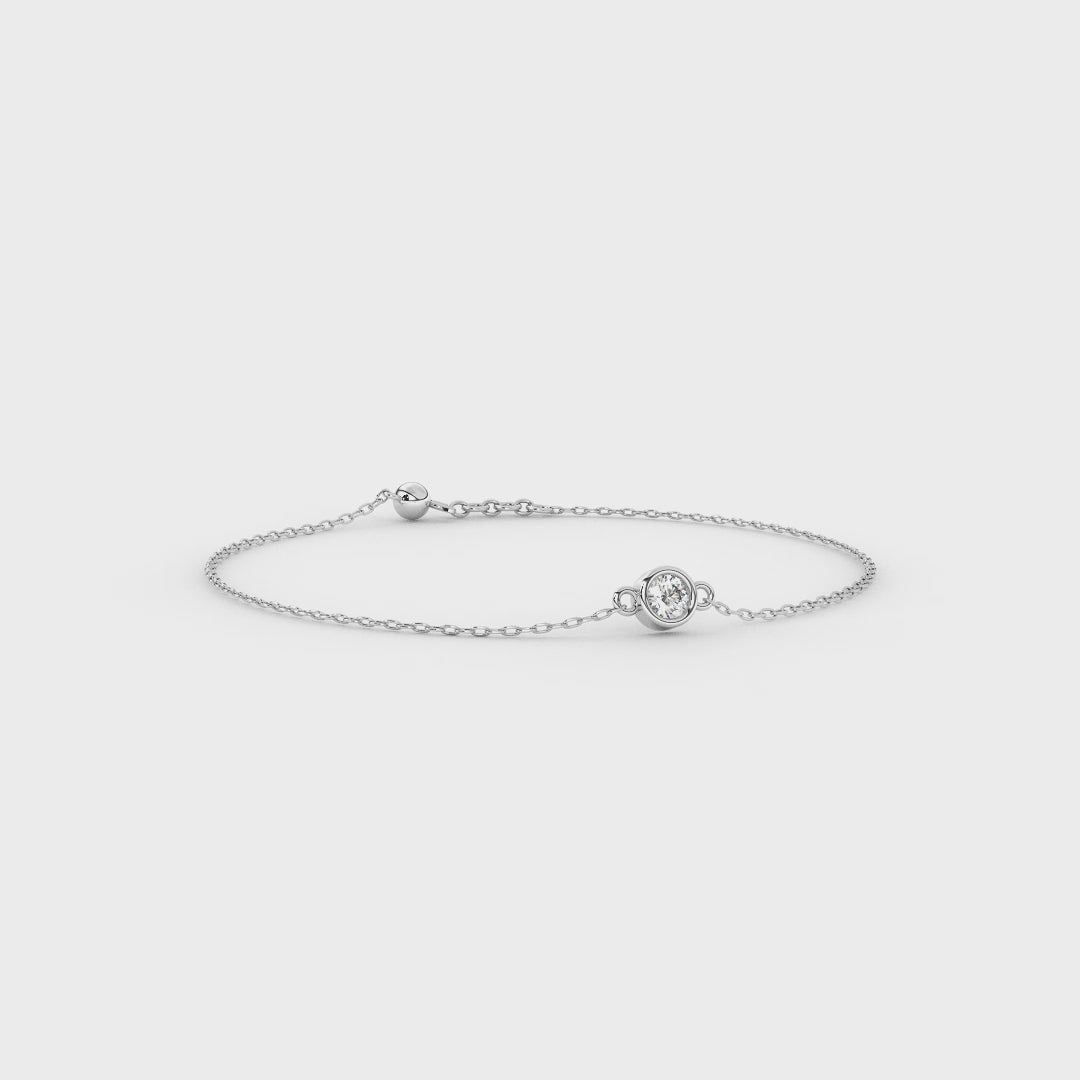 0.14 Ct Solitaire Diamond Chain Bracelet for Women | 14KT Gold