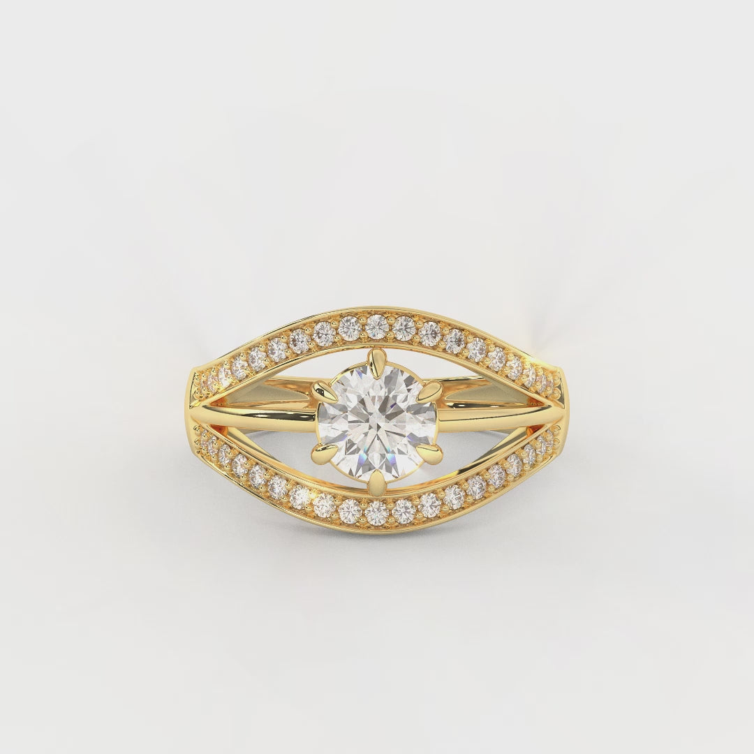 0.97 Carat Designer Diamond Cluster Ring in 14KT Gold
