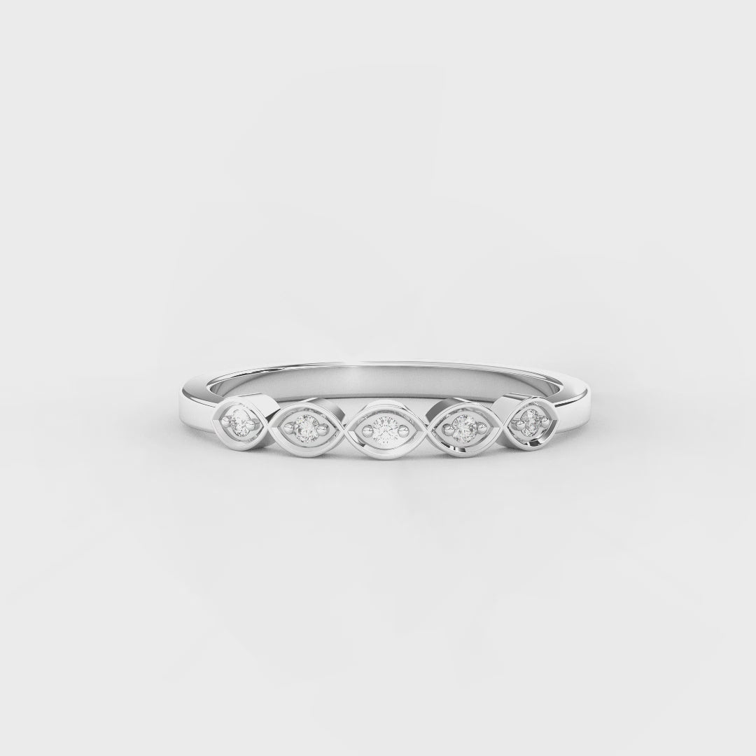 0.05 Carat Diamond Half Eternity Ring for Women | 14KT Gold