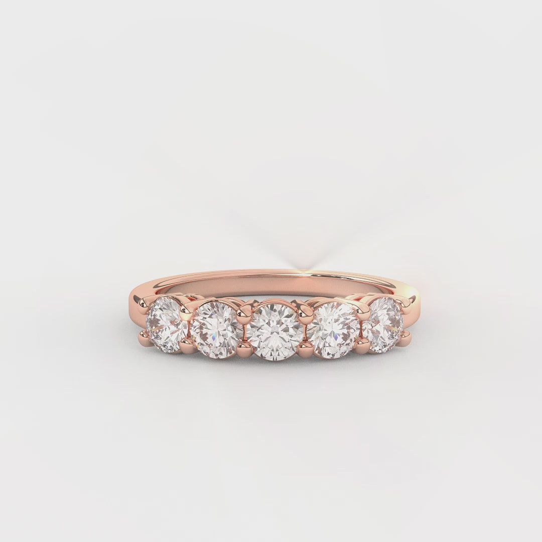 0.98 Carat Five Stone Diamond Ring for Her | 14KT Gold