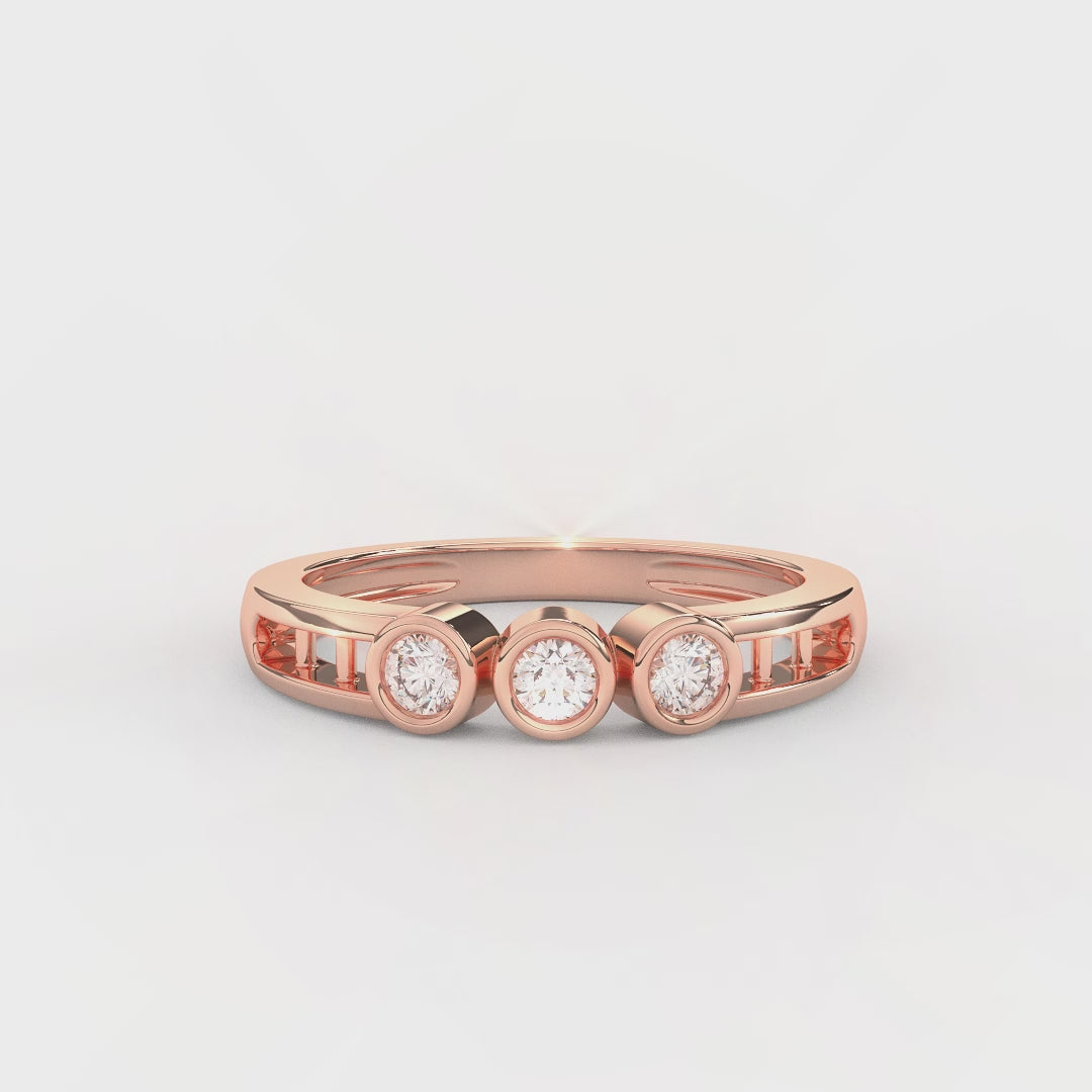 0.20 Carat Natural Diamond Three Stone Ring | Crafted in 14KT Gold