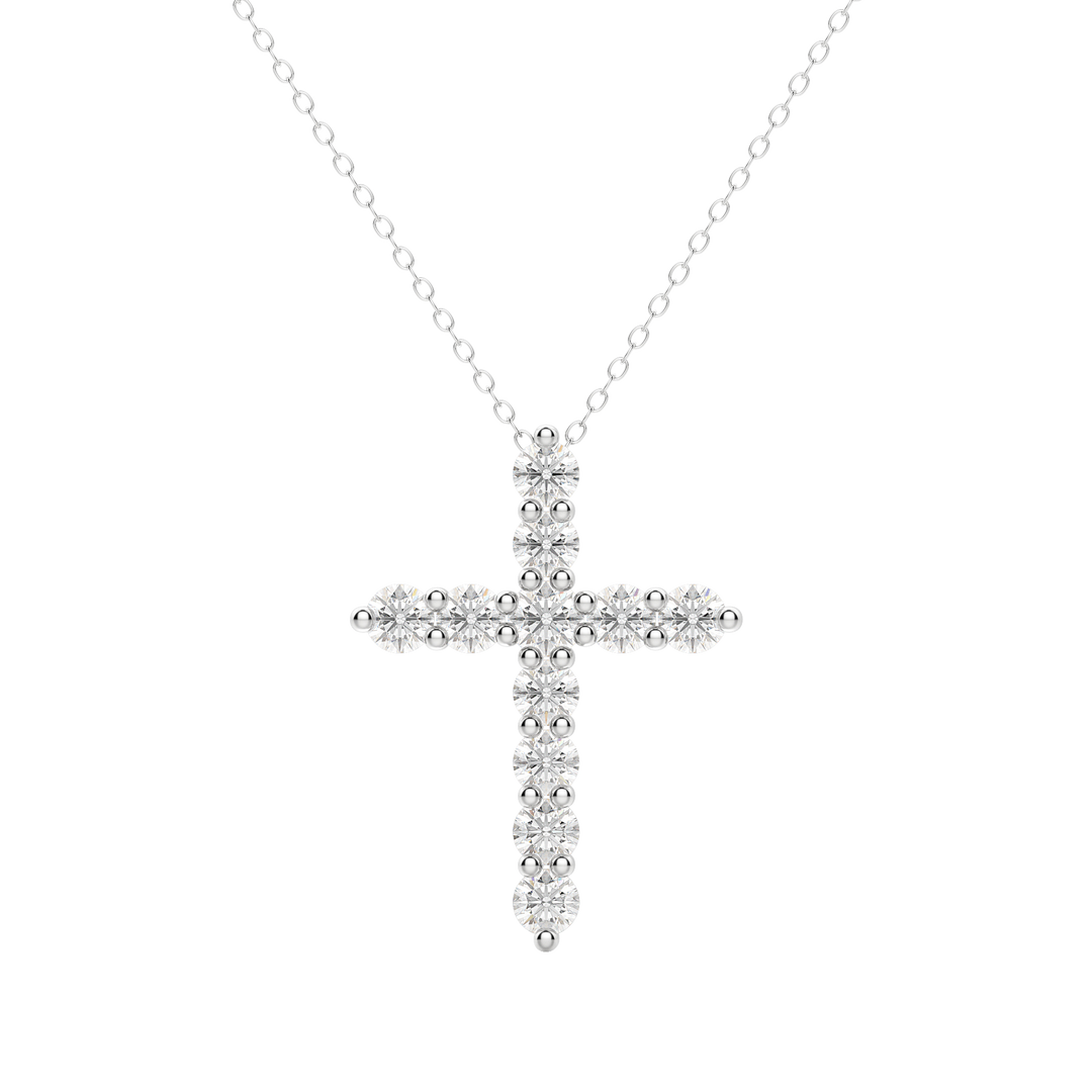 0.17 Carat Natural Diamond Cross Pendant Necklace | 14KT Gold