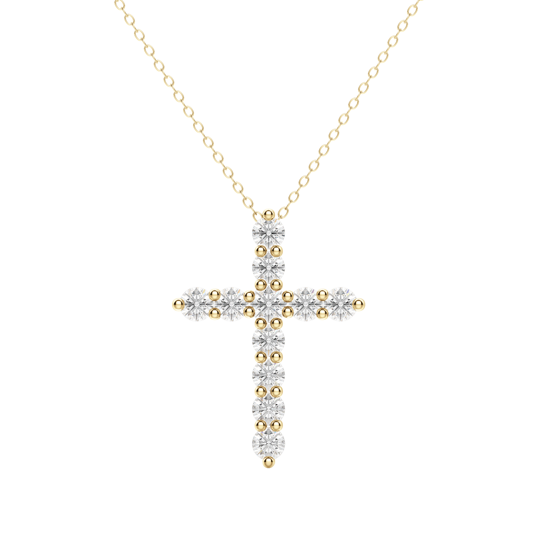 0.17 Carat Natural Diamond Cross Pendant Necklace | 14KT Gold
