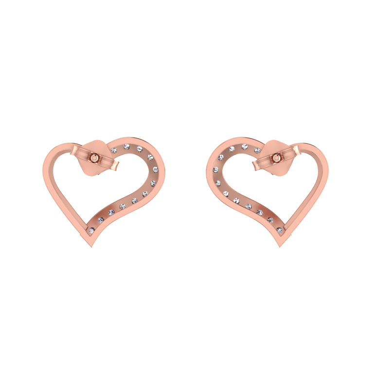Gold Plated Sterling Silver Heart Shaped Diamond Earrings with 1/4 ct Natural Diamond