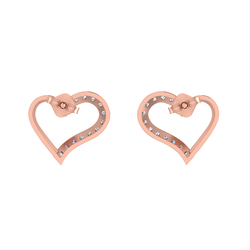 10k Gold with 1/4ct Natural Diamonds Heart Shaped Earrings for Womens & Girls