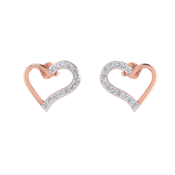 10k Gold with 1/4ct Natural Diamonds Heart Shaped Earrings for Womens & Girls