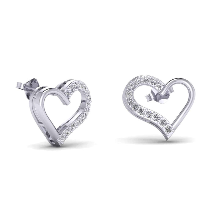 White Gold Heart Shaped Diamond Earrings