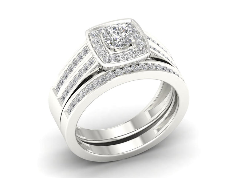 Bridal Ring Set, Engagement Ring Set 5/8Ct Natural Diamonds