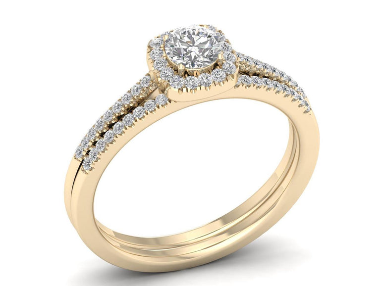 Bridal Ring Set, Engagement Ring with 3/8Ct Natural Diamonds