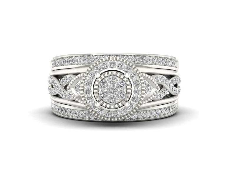 Halo Bridal Ring Set with 3/8ct TDW Natural Round Cut Diamonds