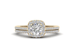 Bridal Ring Set, Engagement Ring with 3/8Ct Natural Diamonds