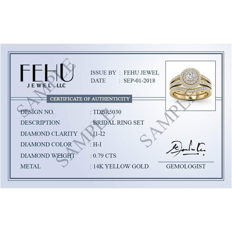 Beehive Pattern Round Halo Diamond Ring for Men 10k Gold by Fehu Jewel
