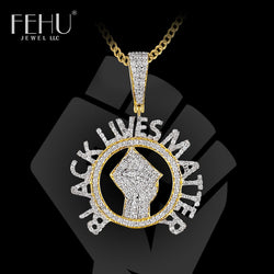 Gold  Black Lives Matters Pendant 10k Gold 0.81ct Diamonds by Fehu Jewel