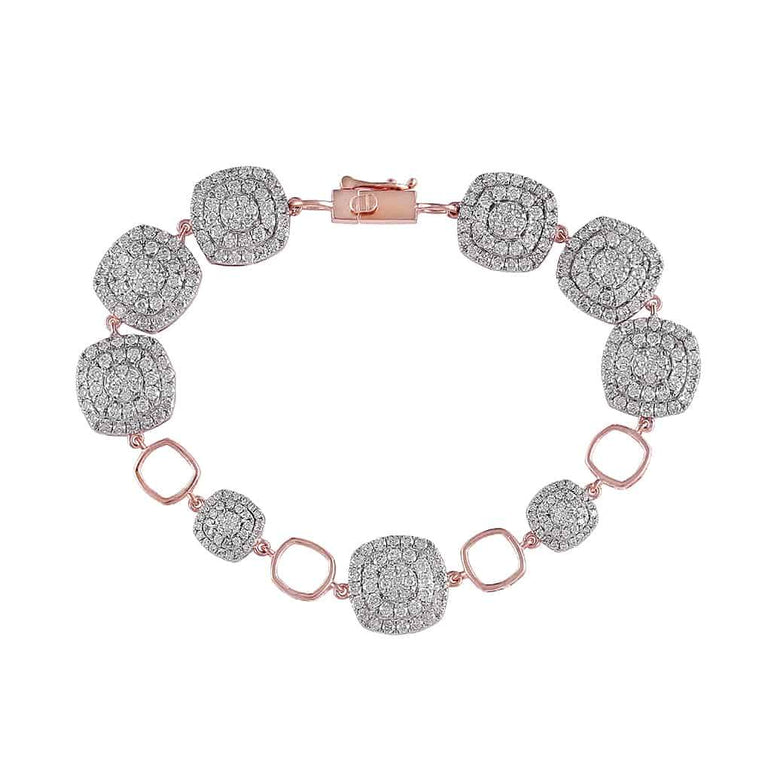 rose gold Rounded Square Diamond Bracelet for Women