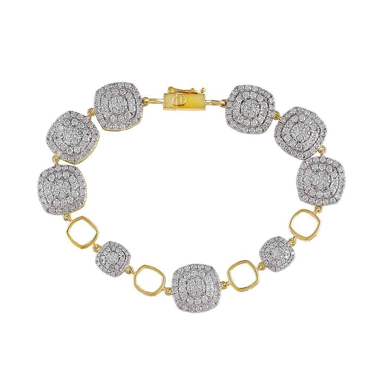 yellow gold Rounded Square Diamond Bracelet for Women