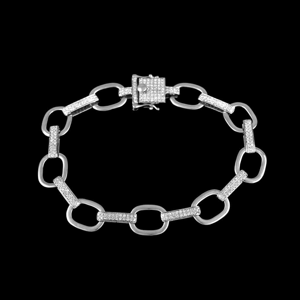Chain Link Bracelet for Men white gold