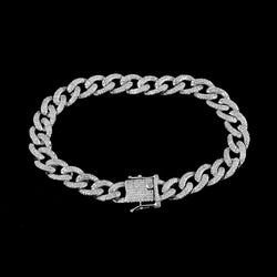 Cuban Link Bracelet for Men white gold