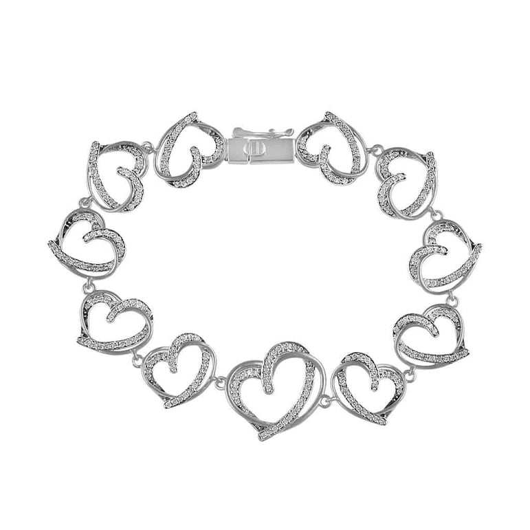Open Heart Bracelet for Women white gold