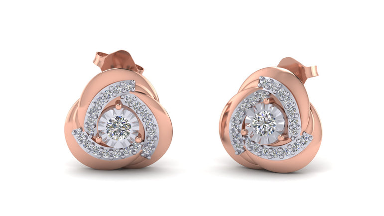 1/3ct Round Diamond Earrings 14K, 10K, Gold & 925 Silver By Fehu Jewel