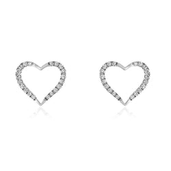 1/10 cts. Round Diamond Heart Earring 14K, 10K, Gold & 925 Silver By Fehu Jewel