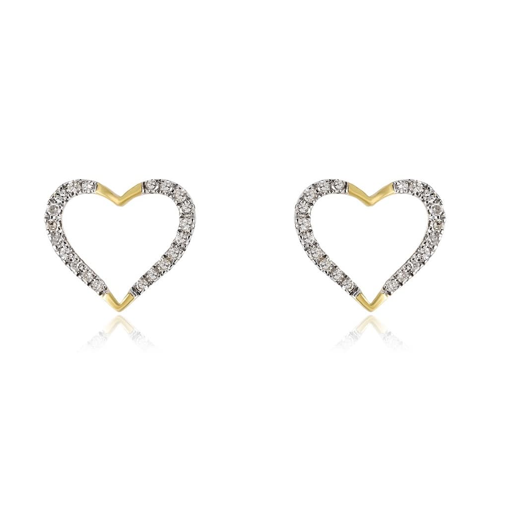 1/10 cts. Round Diamond Heart Earring 14K, 10K, Gold & 925 Silver By Fehu Jewel