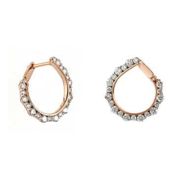 1.00 cts.Diamond Huggie Hoop Earrings 14K, 10K, Gold & 925 Silver By Fehu Jewel