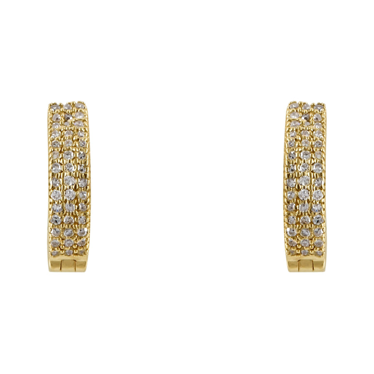 Channel-Set 1/10 cts. Round Diamond Huggie Earring 14K, 10K, Gold & 925 Silver By Fehu Jewel