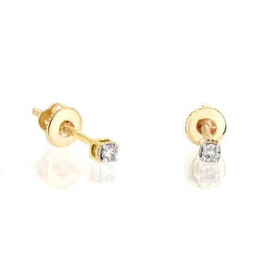 0.06 cts. Solitaire Diamond Earring 14K, 10K, Gold & 925 Silver By Fehu Jewel