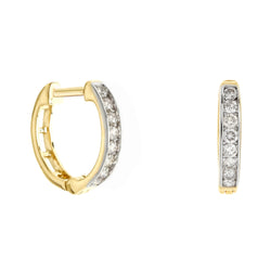 Diamond Huggie Hoop Earrings 14K, 10K, Gold & 925 Silver By Fehu Jewel