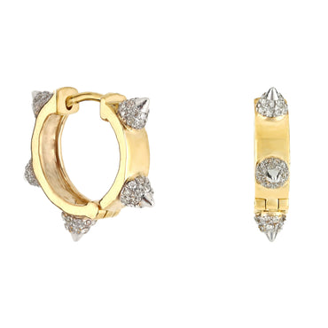 Diamond Pyramid Huggie Hoop Earrings 14K, 10K, Gold & 925 Silver By Fehu Jewel