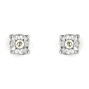 0.1 cts. Solitaire Illusion Diamond Setting Earring 14K, 10K, Gold & 925 Silver By Fehu Jewel