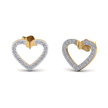 0.21cts Natural Diamond 10k Gold Lovely Heart Earrings for women