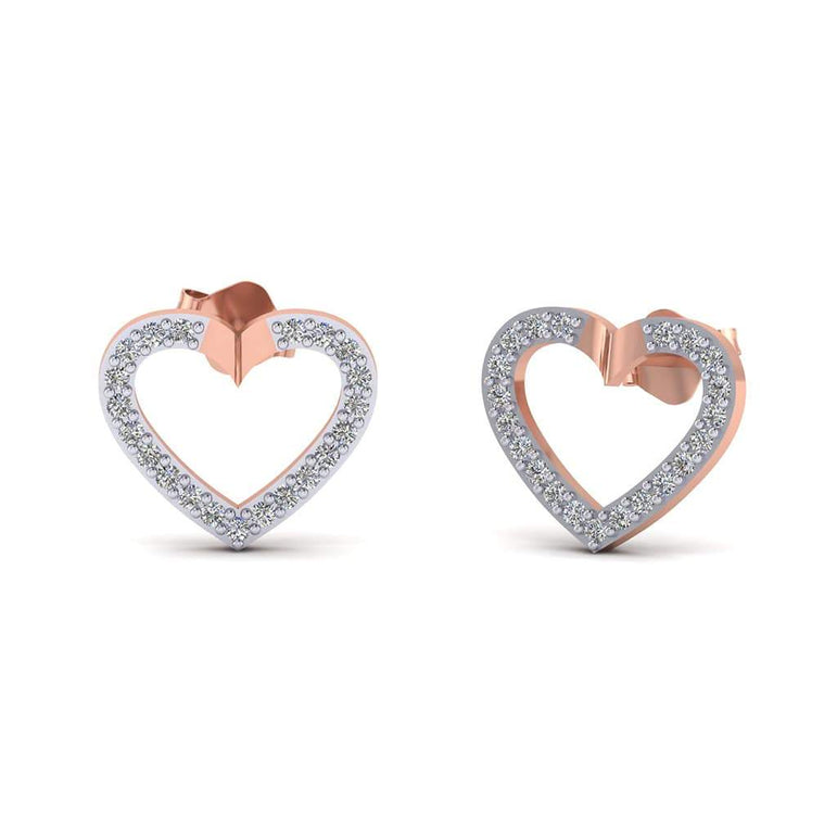 0.21cts Natural Diamond 14k Gold Lovely Heart Earrings for women