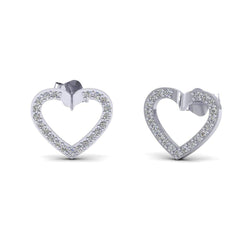 0.21cts Natural Diamond Gold Over Sterling Silver Lovely Heart Earrings
